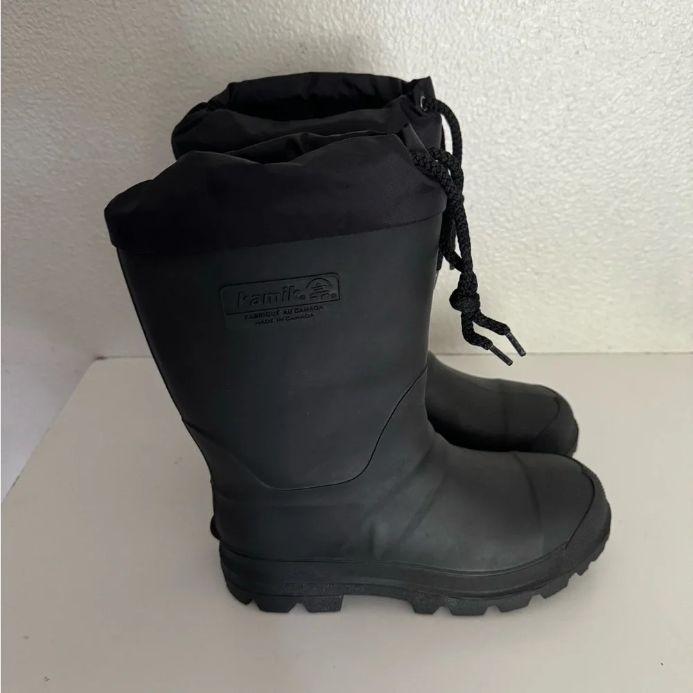 KAMIK Icebreaker Black Pull OnDrawstring Waterproof Safety Boots-Mn 5/Wm 6.5